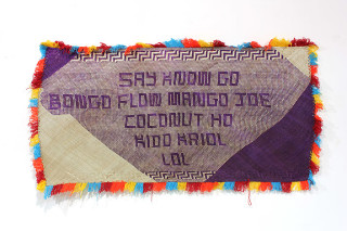 Newell Harry untitled (Say No Go), 2011; from the series gift mat; Pandanus, dye, synthetic wool ; 82 x 165 cm; enquire