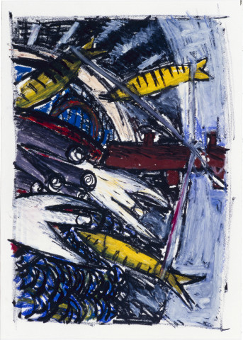 Jan Murray Lifeboat, 1983; oil pastel; 43 x 59 cm; enquire