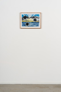 installation view; Callum Morton The Hole Story #11, 2025; pencil and gouache on paper; 30 x 42 cm; enquire
