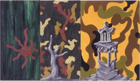 Tony Clark Chinoiserie Landscape, 1987; oil on three canvasboards; 40.5 x 71 cm; enquire