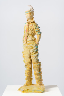 Linda Marrinon A sentimental bloke, 2025; painted plaster and hessian; 80 x 28 x 28 cm; enquire