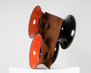 James Angus Afterburner, 2025; steel, enamel paint; 97 x 99 x 46 cm; enquire