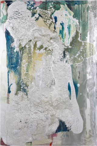 Dale Frank Munchintown 2, 2017; aluminium, silver, varnish and Epoxyglass on Perspex; 150 x 100 cm; Enquire