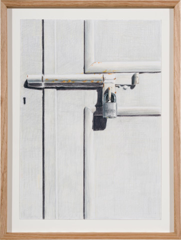 Callum Morton Door #5, 2025; pencil and gouache on paper; 42 x 30 cm; more info; enquire