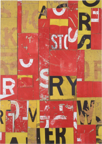 Rosalie Gascoigne Gentlemen of Japan, 1995; retro-reflective roadsign on craftboard; 122 x 97 cm; enquire