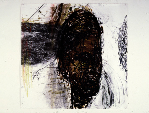 Mike Parr Werner Von Braun (Alchemy and Death), 1987; acrylic, girault pastel & charcoal on canvas; enquire