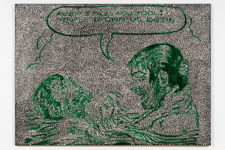 Daniel Boyd Untitled (QSUTLT), 2025; oil, acrylic and archival glue on paper mounted to canvas; 132 x 183 cm; enquire