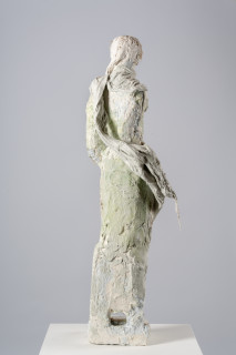 Linda Marrinon Winter, 2025; tinted and painted plaster with muslin; 100 x 36 x 24 cm; enquire