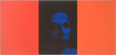 Lindy Lee Dark Vital, 1999; photocopy, oil, acrylic and wax on board; 3 panels, 41.5 x 88.5 cm; enquire
