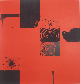 Lindy Lee Shimmer, 1994; acrylic on Stonehenge paper; 171 x 164 cm; 24 panels; enquire