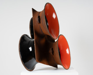 James Angus Afterburner, 2025; steel, enamel paint; 97 x 99 x 46 cm; enquire
