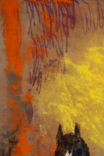 Jenny Watson Mare and foal, Macclesfield, 1998 (detail), 2026; acrylic and Japanese pigment on rabbit skin glue primed Belgian linen; 213.5 x 145.5 cm; enquire