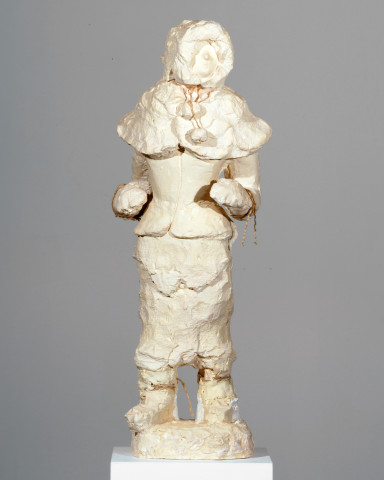 Linda Marrinon Outdoors woman dressed in pelts, 2007; tinted plaster; 75 x 26 x 18 cm; enquire