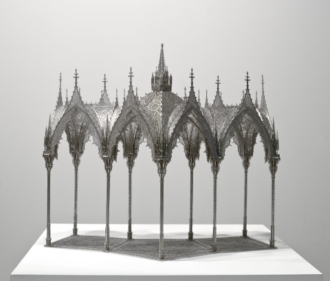 Wim Delvoye Pergola (scale model 1:10), 2011; Lasercut stainless steel, nickeled; 72 x 82 x 38 cm; enquire