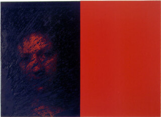 Lindy Lee Untitled, 2001; acrylic, ink, wax & photocopy on Stonehenge Paper on board; 41.5 x 59 cm; 2 panels; enquire