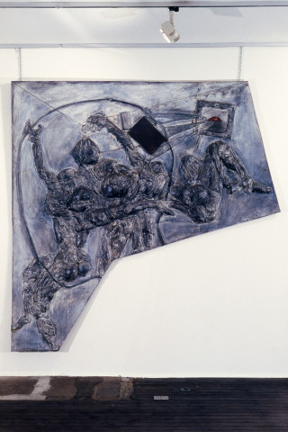 Richard Goodwin Television Dream, 1987; cotton, acrylic, graphite and chalk on canvas; 210 x 210 cm; enquire