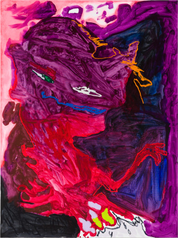 Tom Polo red reacher, 2023; acrylic Flashe and oil stick on canvas; 182 x 138 cm; enquire