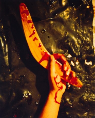 Destiny Deacon My boomerang did come back, 2003; light jet print from Polaroid original; 100 x 80 cm; Edition of 15; enquire