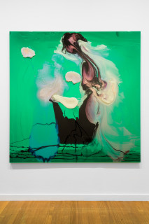 installation view; Dale Frank He always mistakenly thought he was being humorous, that he was funny, and that is why people liked him, 2026; colour powder pigments in Epoxyglass, Epoxyglass, on perspex; 200 x 200 cm; enquire