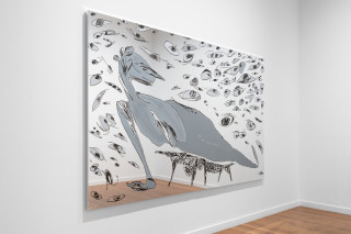 Tom Polo slow ghost (the begin again), 2025; oil stick and acrylic on Flexmirror; 182 x 298 cm; enquire