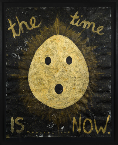 Nell the time IS NOW, 2018; acrylic paint and Japanese pigment on canvas; 102 x 83 cm; enquire