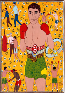 Robert Campbell Jnr Jeff Fenech, 1988; acrylic on canvas; 86 x 59 cm; enquire