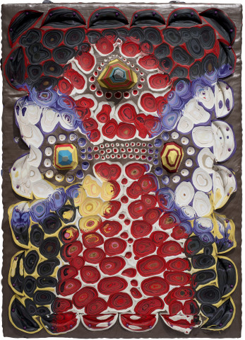 Rohan Wealleans Bosom Embrace, 2011; paint and pins on board; 70 x 50 x 8 cm; enquire