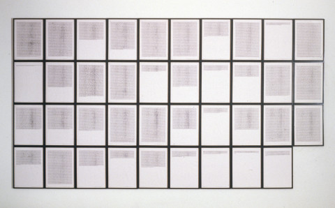 Mike Parr The Alphabet, 1988-89; 64 + 39 A3 size Canon Laser Prints; enquire