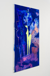 Tom Polo and afterwards, a night sky, 2026; acrylic, gouache and Flashe on polycotton; 182 x 138 cm; enquire
