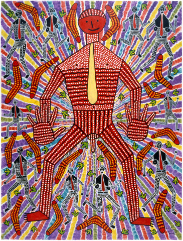 Robert Campbell Jnr Red Ochre man, 1987; acrylic on canvas; 91 x 120 cm; enquire