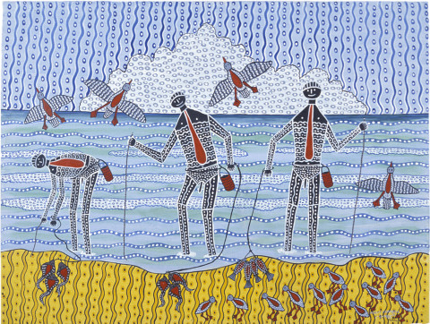 Robert Campbell Jnr Worm Catchers, 1987; acrylic on canvas; 91 x 120 cm; enquire