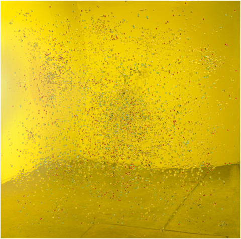 Dale Frank The Tesseract Effect, 2016; Cut glass crystals in Liquid Glass on perspex; 200 x 200 cm; Enquire