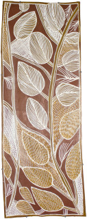 Mulkun Wirrpanda Bawa_, 2015; 4645J; Bark painting; 107 x 39 cm; enquire