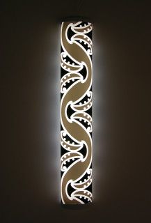 Michael Parekowhai The Bosom of Abraham, #4, 2004; fluorescent bulb + Italian light fitting + screen printed vinyl; 130 x 22 x 8 cm; Edition of 7; enquire