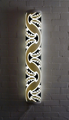 Michael Parekowhai The Bosom of Abraham, #4, 2004; fluorescent bulb + Italian light fitting + screen printed vinyl; 130 x 22 x 8 cm; Edition of 7; enquire