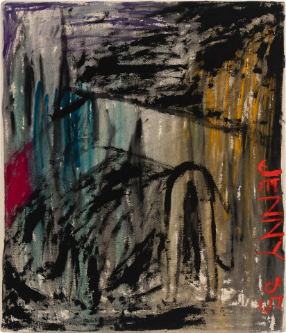 Jenny Watson Horse from the back, 1985; oil, acrylic and gouache on cotton duck; 66.5 x 57 cm; more info; enquire