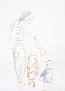 Vivienne Shark LeWitt untitled sketch (mother with small children), 1994; watercolour on paper; 75 x 55 cm; enquire