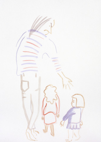 Vivienne Shark LeWitt untitled sketch (mother with small children), 1994; watercolour on paper; 75 x 55 cm; enquire