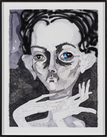 Del Kathryn Barton shy dude, 2020-22; ink, archival spray paint and watercolour on paper; 88.5 x 69 cm; more info; enquire