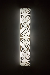 Michael Parekowhai The Bosom of Abraham, #2, 2004; fluorescent bulb, Italian light fitting and screen printed vinyl; 130 x 22 x 8 cm; Edition of 7; enquire