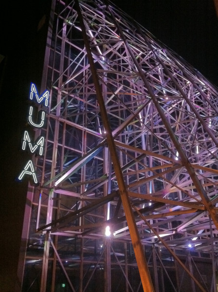 Callum Morton Silverscreen, 2010 (detail); galvanised steel, LED lights; Monash University Collection, Caulfield Campus