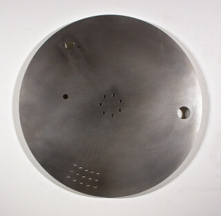 Marley Dawson High Speed counter-balance disc (study 4), 2011; polished 316 stainless steel, mild steel, bearings; 80 x 80 x 5 cm; enquire
