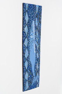 Dhambit Munuŋgurr Lamamirri, 2024; 7752-24; acrylic on bark; 213 x 84 cm; enquire