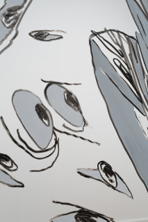 Tom Polo slow ghost (the begin again) (detail), 2025; oil stick and acrylic on Flexmirror; 182 x 298 cm; enquire