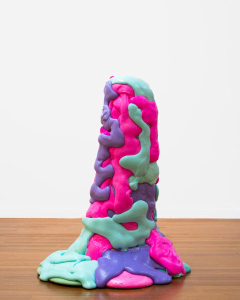 Dale Frank Wired, he never got to sleep in, 2026; flexible polyurethane foam, wire, cloth; 140 x 115 x 102 cm; enquire