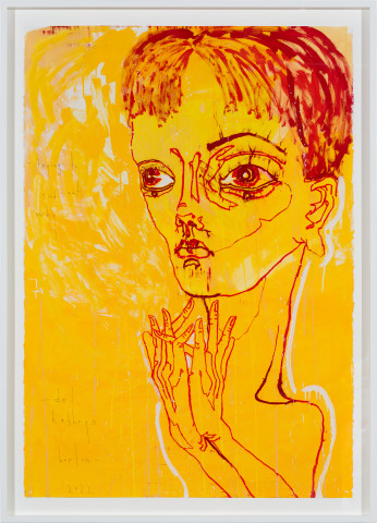 Del Kathryn Barton trying to find out why, 2022; oil pastel and gouache on paper; 167 x 120.5 cm; more info; enquire
