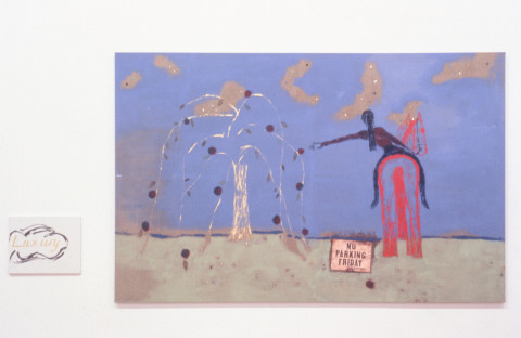 Jenny Watson Luxury, 1992; Oil, pigments, sequins & paper on printed Belgian linen; 177 x 265.5cm &amp; 50 x 40cm; enquire