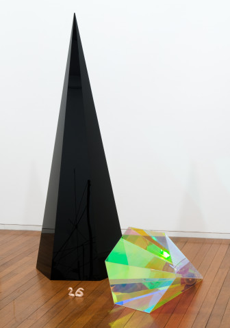 Mikala Dwyer 26, 2009; acrylic, iPod, purple, brown, pink and white noise; 200 x 160 x 95 cm; enquire