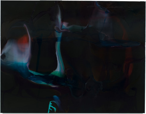 Dale Frank The first letter and first vowel a macebearer that said don't let children breath your smoke, 2008; varnish on canvas; 200 x 260 cm; enquire