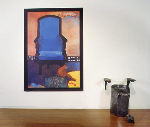 Julie Rrap Untitled (after Gauguin's 'Anna the Javanese'), 2002; from the series Fleshed Out; Vutek print, solvent pigment inks on canvas; 90 x 110 x 75 cm; 4 bronze pieces, print dimensions: 225 x 163cm; Edition of 3; enquire